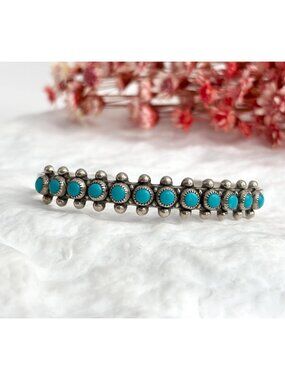 Rare Bell Trading Post Vintage Turquoise Sterling Silver 925 Cuff Bracelet